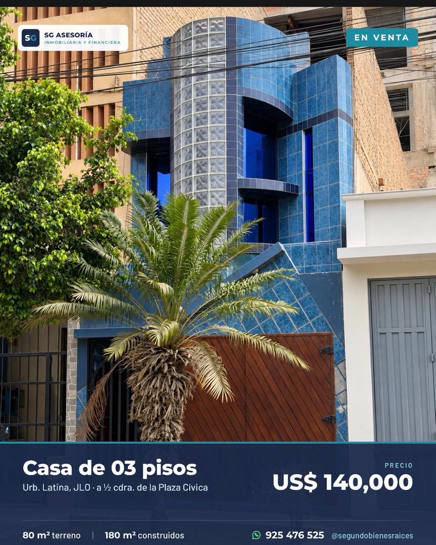 Casa de 3 pisos en Calle Próceres 446, Urb. Latina, JLO